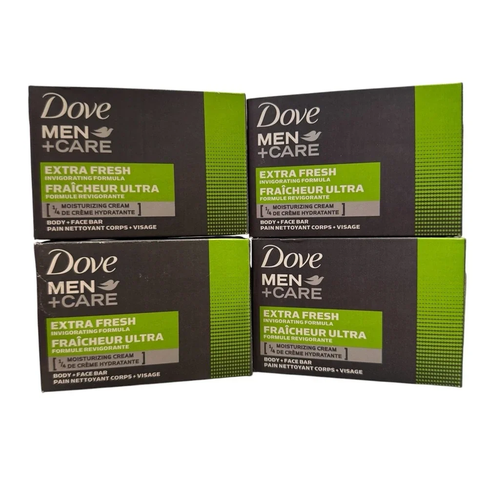 4 Dove Men Care Soap Bars 3.75 Oz. Extra‎ Fresh Moisturizer Skin Hydration Body